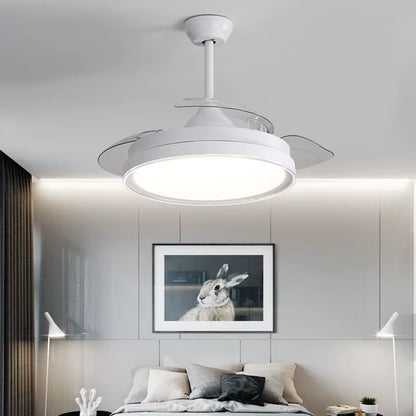 42'' Retractable Ceiling Fans with Light Remote Dimmable LED 3 Color Changing Bladeless Ceiling Fan with Light