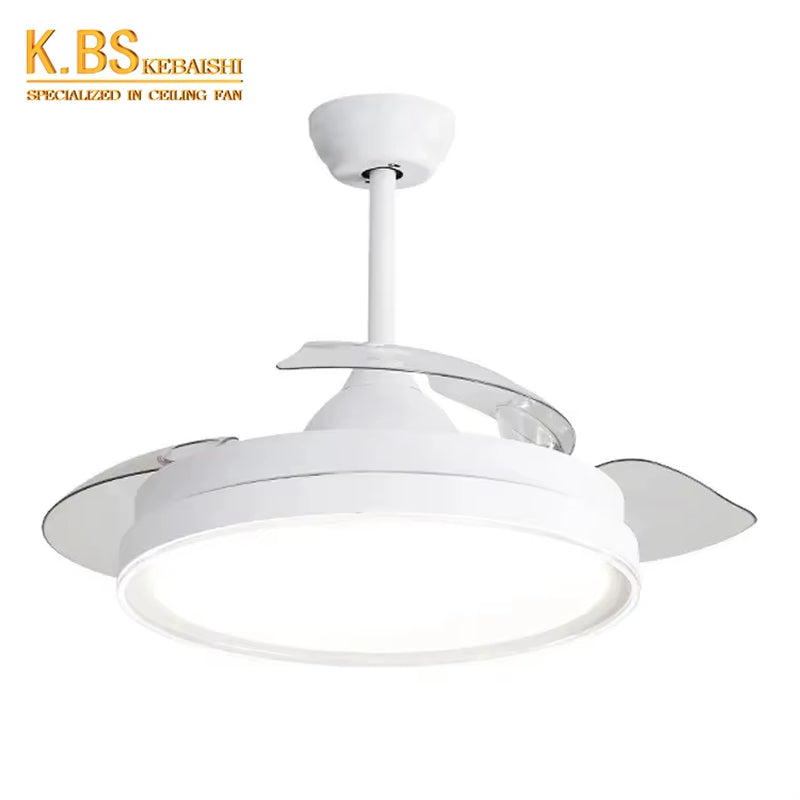 42'' Retractable Ceiling Fans with Light Remote Dimmable LED 3 Color Changing Bladeless Ceiling Fan with Light